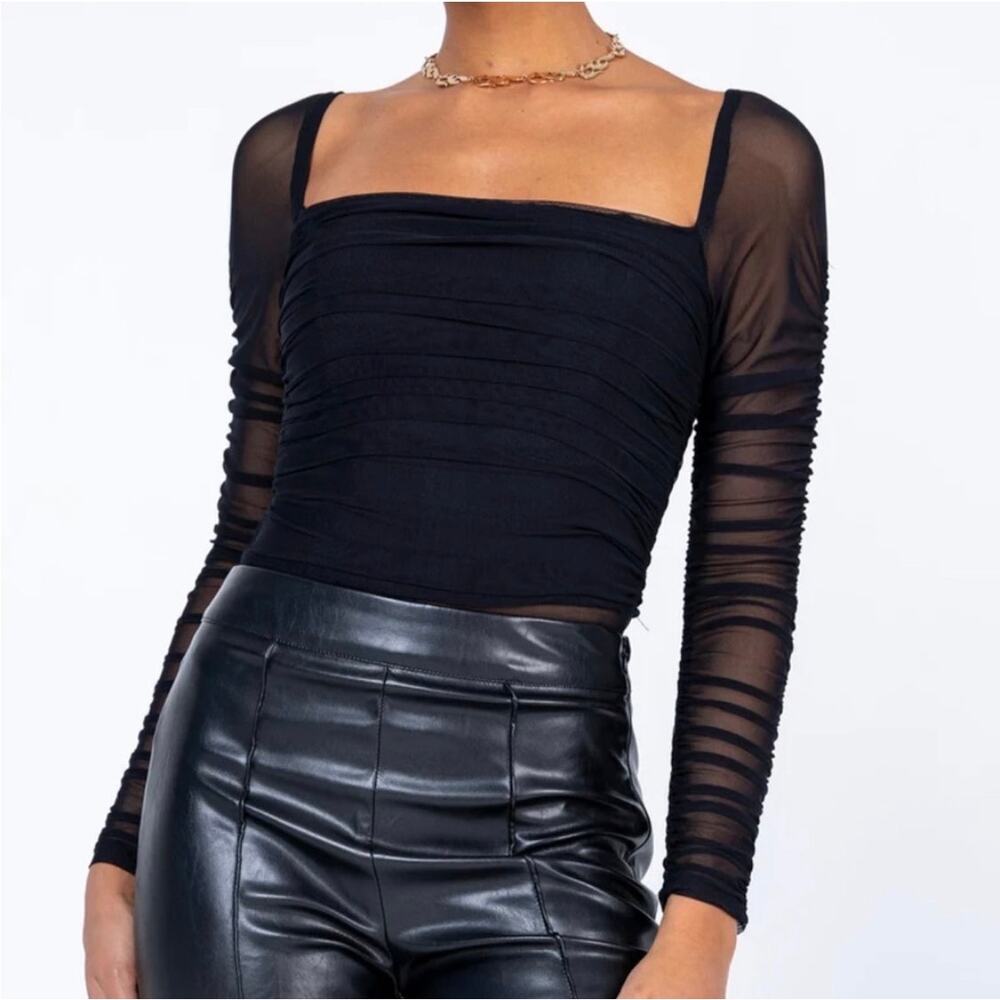 NEW Princess Polly The Delany Long-sleeved Bodysuit in Black Size: 2 (Small)